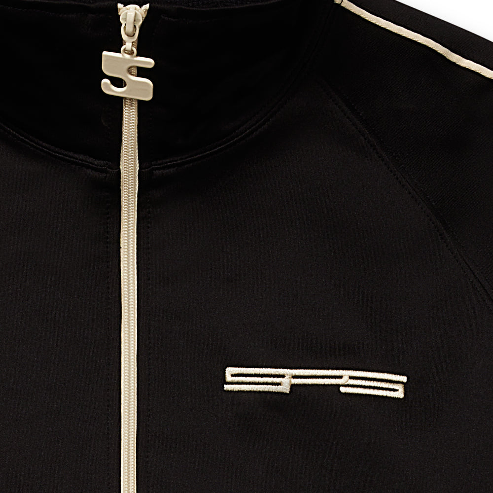 Detail view of embroidery on SP5DER G550 Jacket in Black