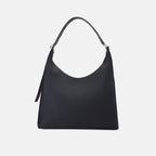 Bag It Danny Flatiron large pebble leather shoulder bag in black, front view
