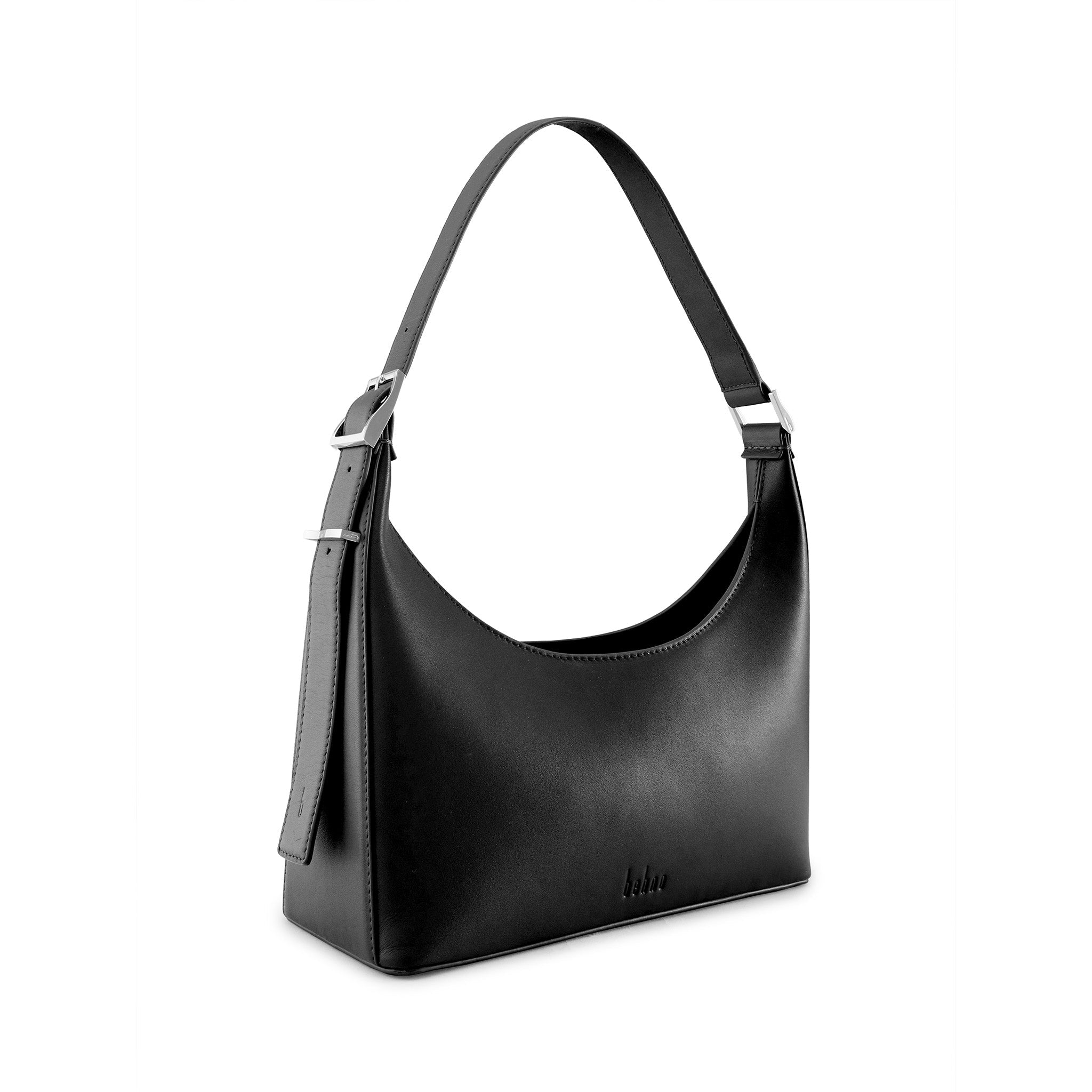 Bag It Danny Flatiron black leather shoulder bag, three-quarter angle view