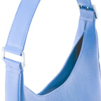 Close-up hardware detail of the Bag It Danny Flatiron ocean blue leather shoulder bag