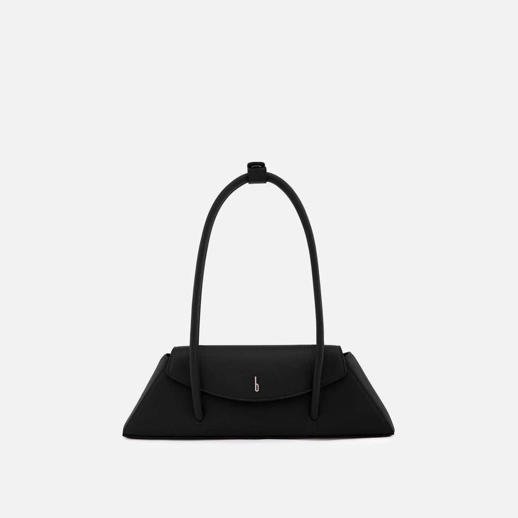 Bag It Diana Nappa leather flap shoulder bag in black, front view