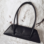Bag It Diana black Nappa leather shoulder bag, studio front view