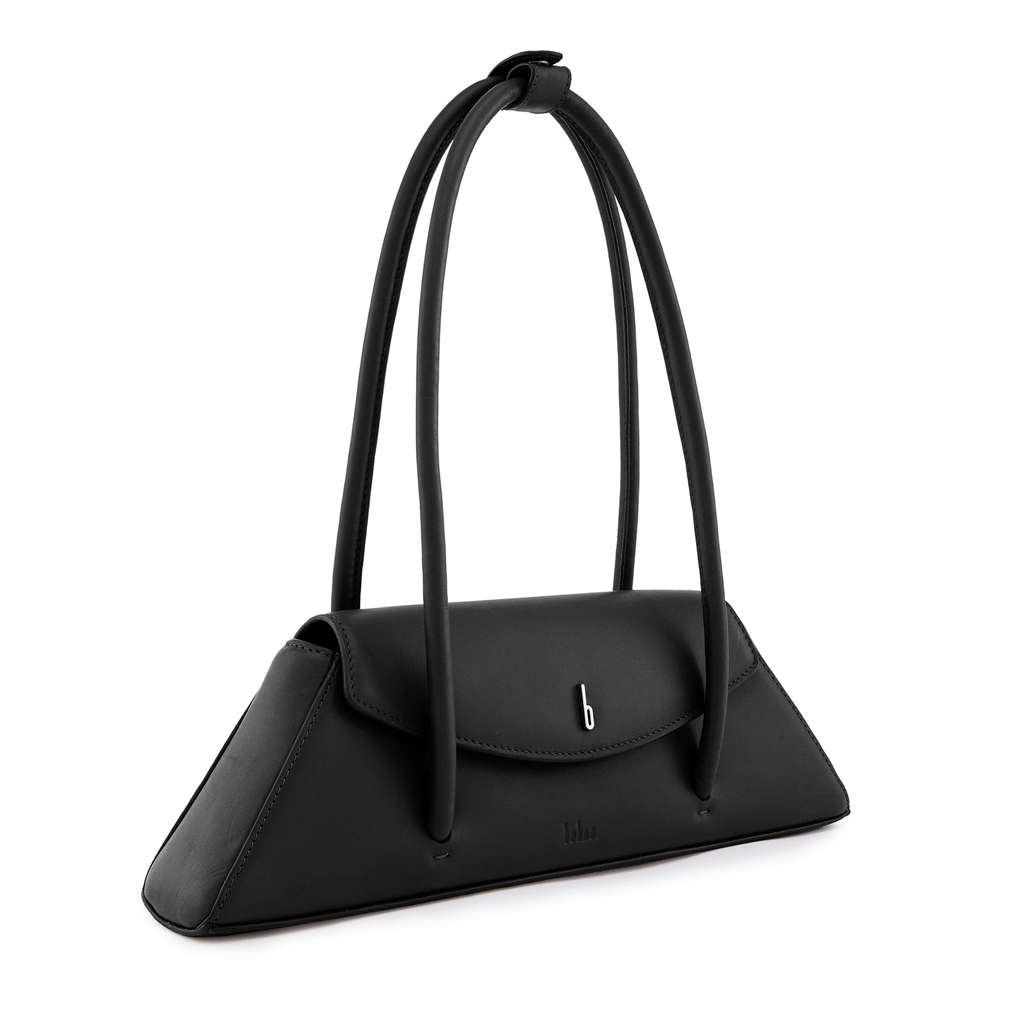 Bag It Diana black leather shoulder bag, three-quarter angle view