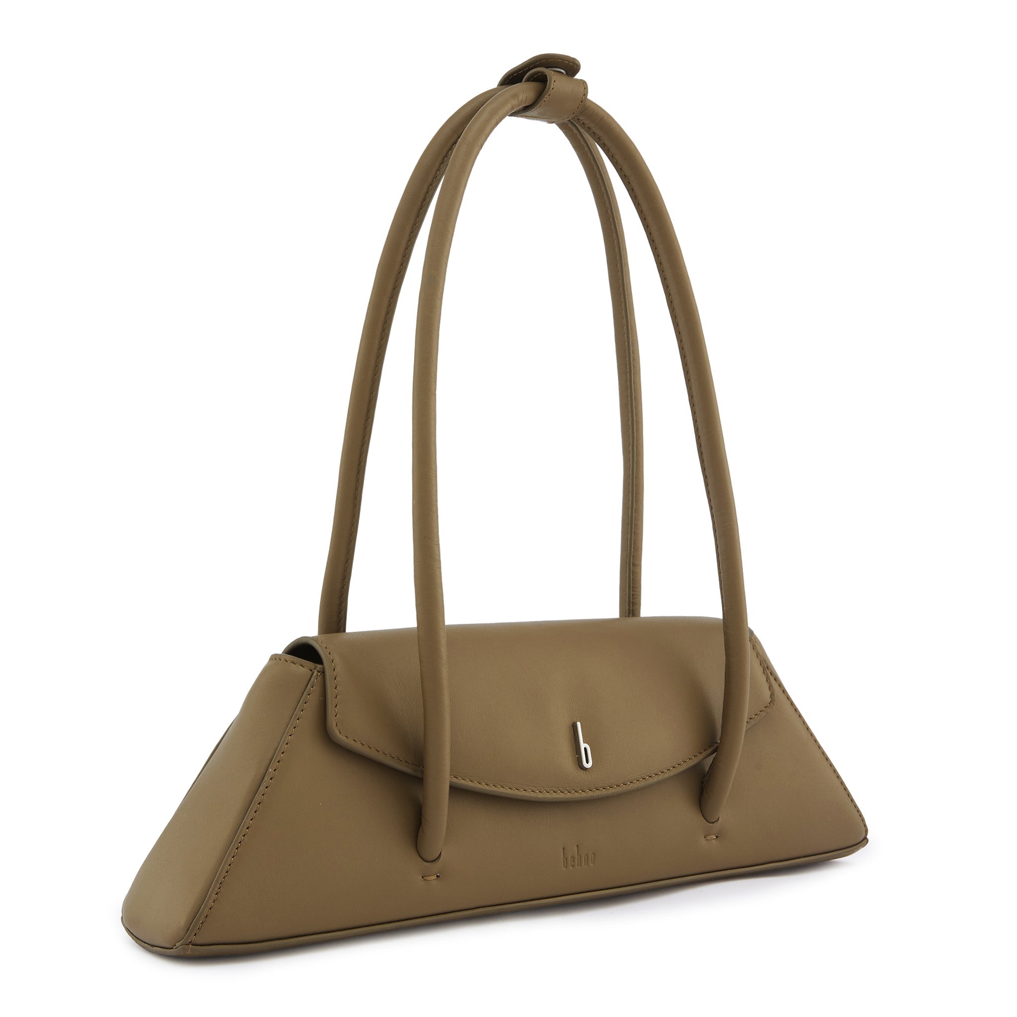 Bag It Diana palm green leather shoulder bag, three-quarter angle view