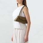 Bag It Diana palm green leather shoulder bag worn on the shoulder