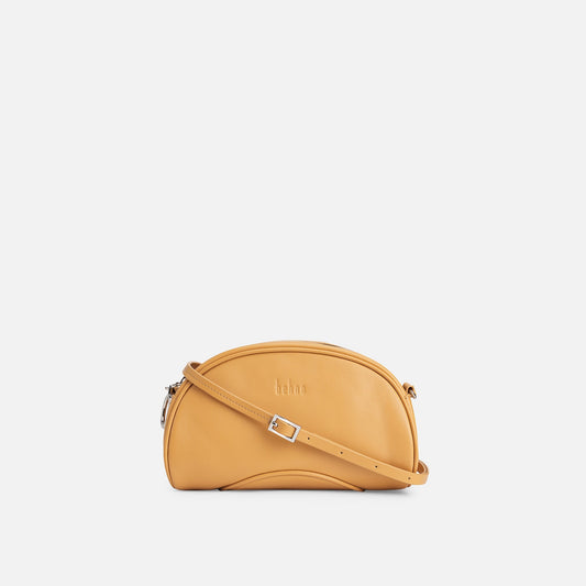 Bag It Elizabeth maize Nappa leather camera crossbody bag, front view