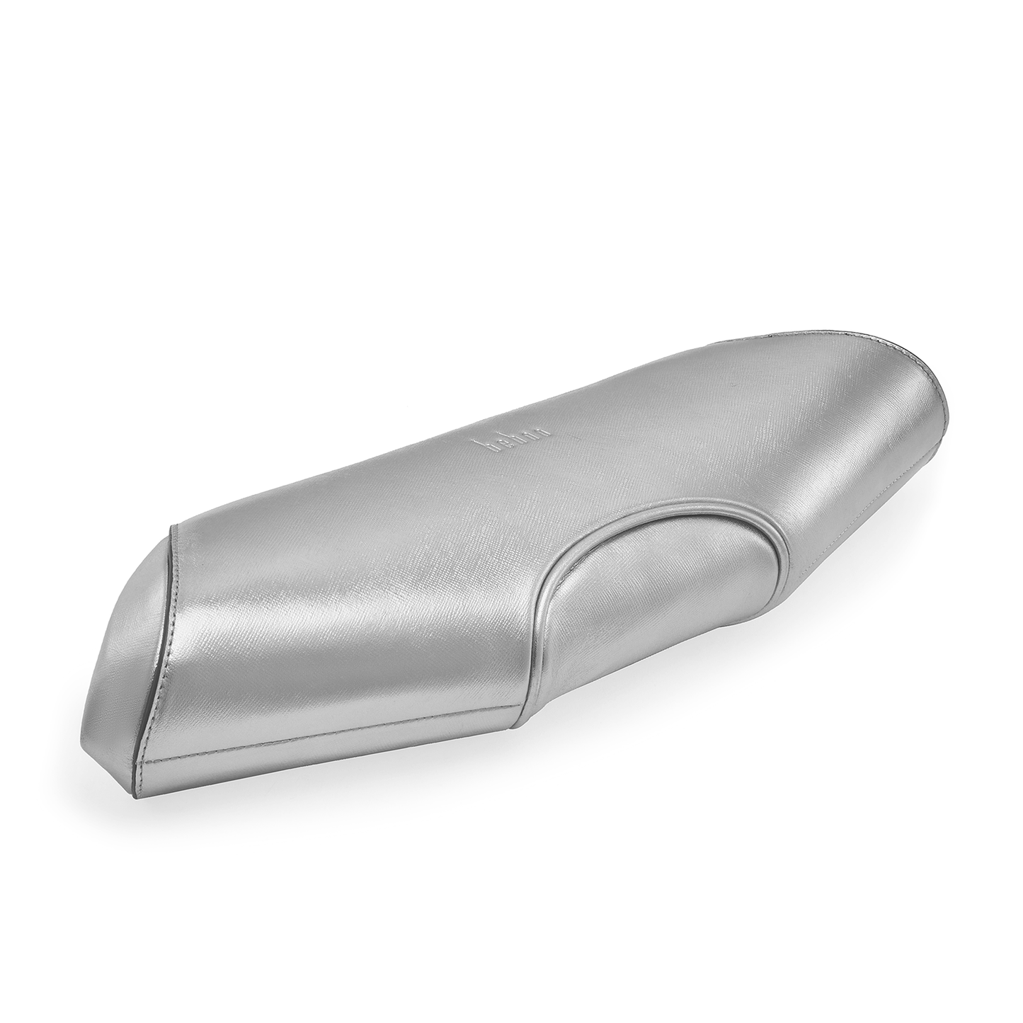 Bottom view of the Bag It Elizabeth metallic silver saffiano leather baguette clutch
