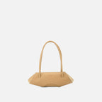 Bag It Elizabeth mini bisque pebble leather baguette bag, front view