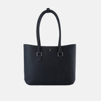 Bag It Elizabeth pebble leather open tote bag in black, front view