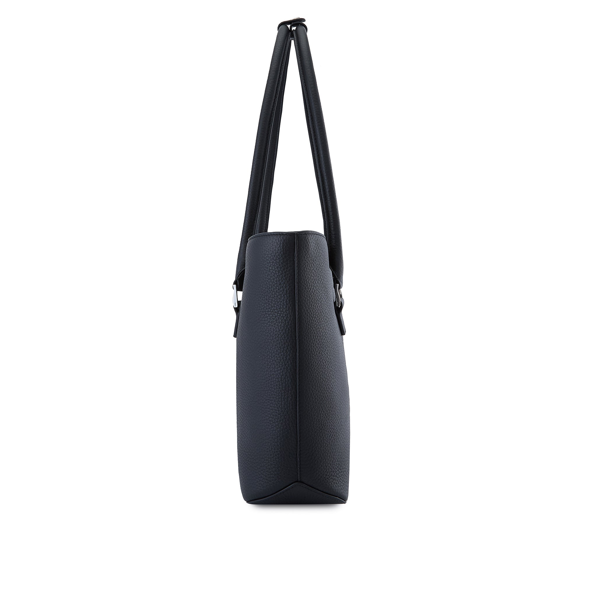 Interior pocket detail of the Bag It Elizabeth black pebble leather tote bag