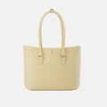 Bag It Elizabeth pebble leather open tote bag in buttercream, front view