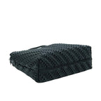 Black textured rectangular pouch on a white background