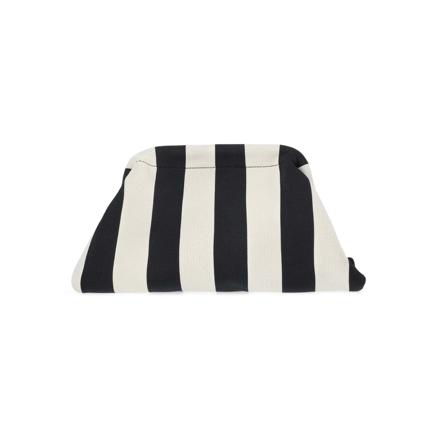 Black and white striped pouch on a white background