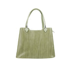 Green handbag with a textured pattern on a white background