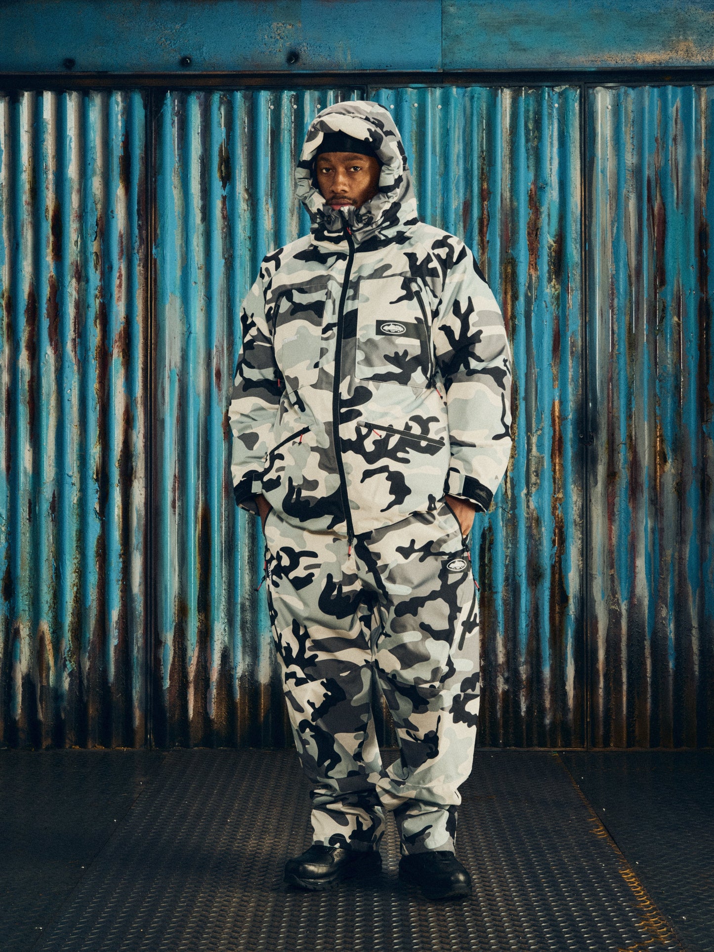Corteiz Green Nylon Elitework Avalanche Bolo Parka, Arctic Camo