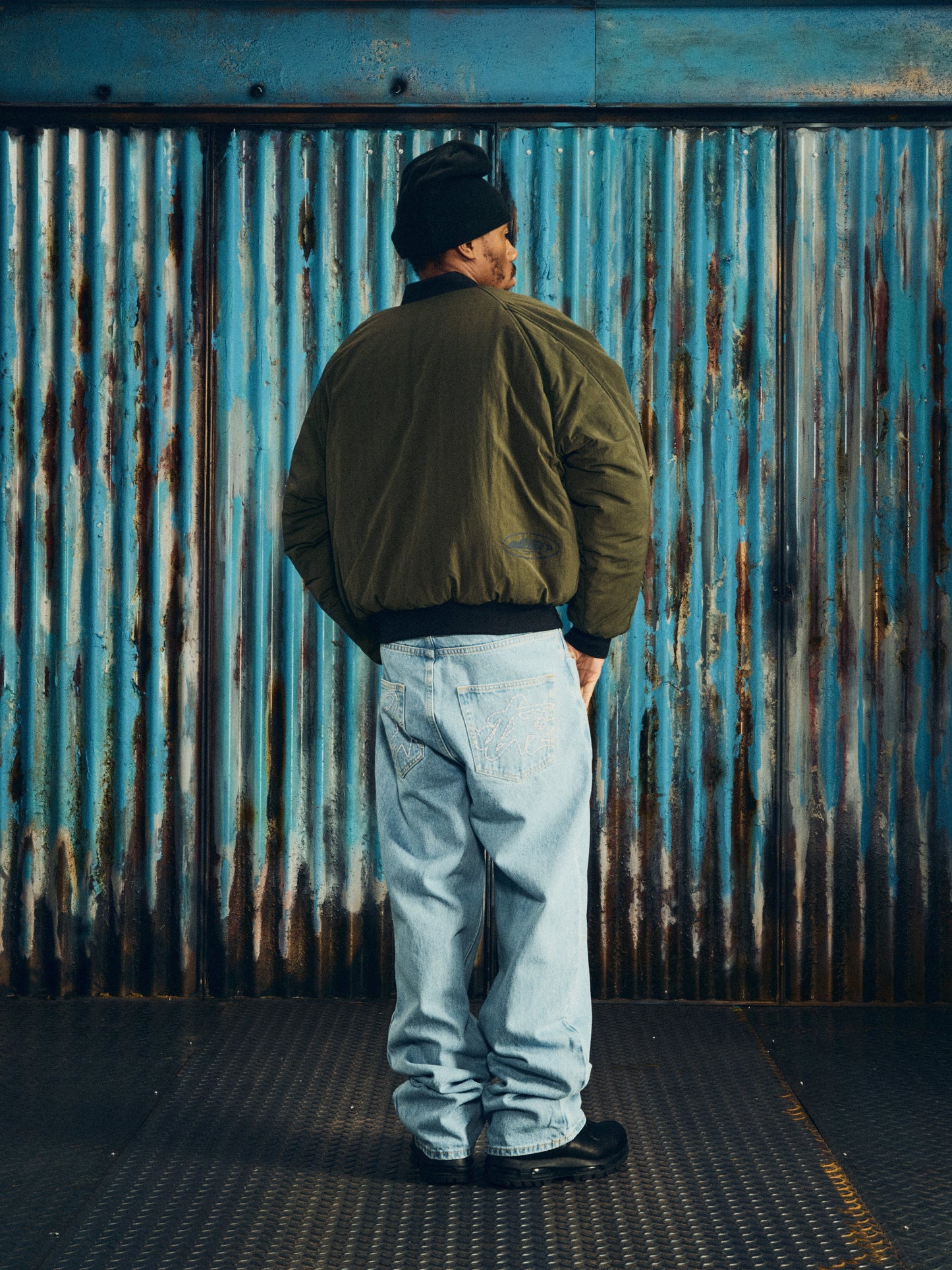 Corteiz Green Nylon Guerillaz Heavy Duty Bomber Jacket, Olive