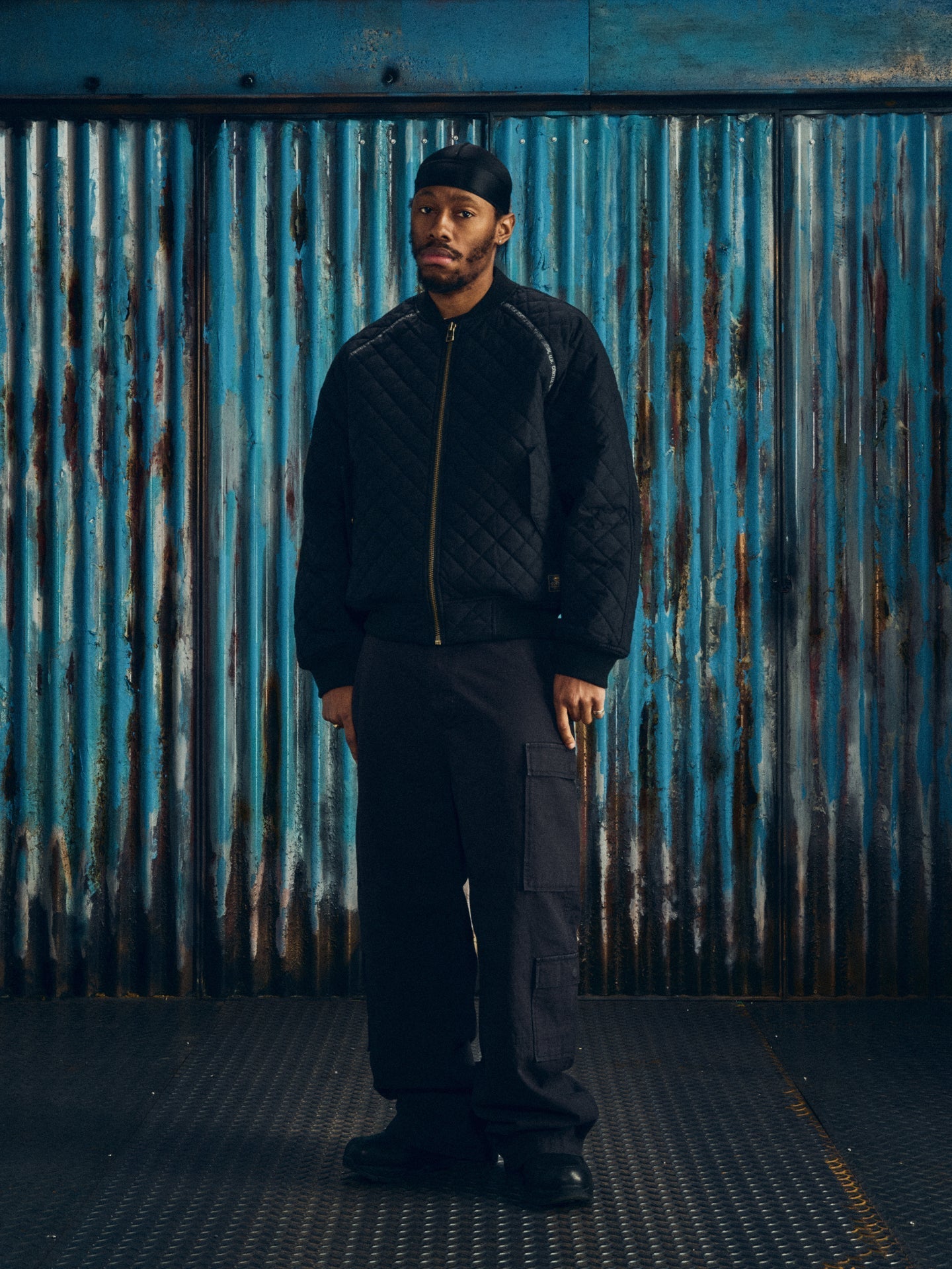 Corteiz Black Quilted Cotton Exchange Bomber Jacket