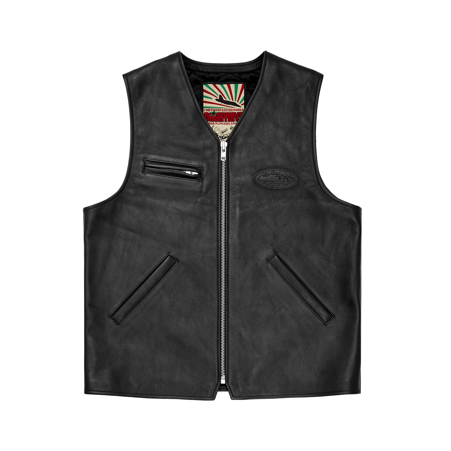Corteiz Skydive Leather Vest - Black
