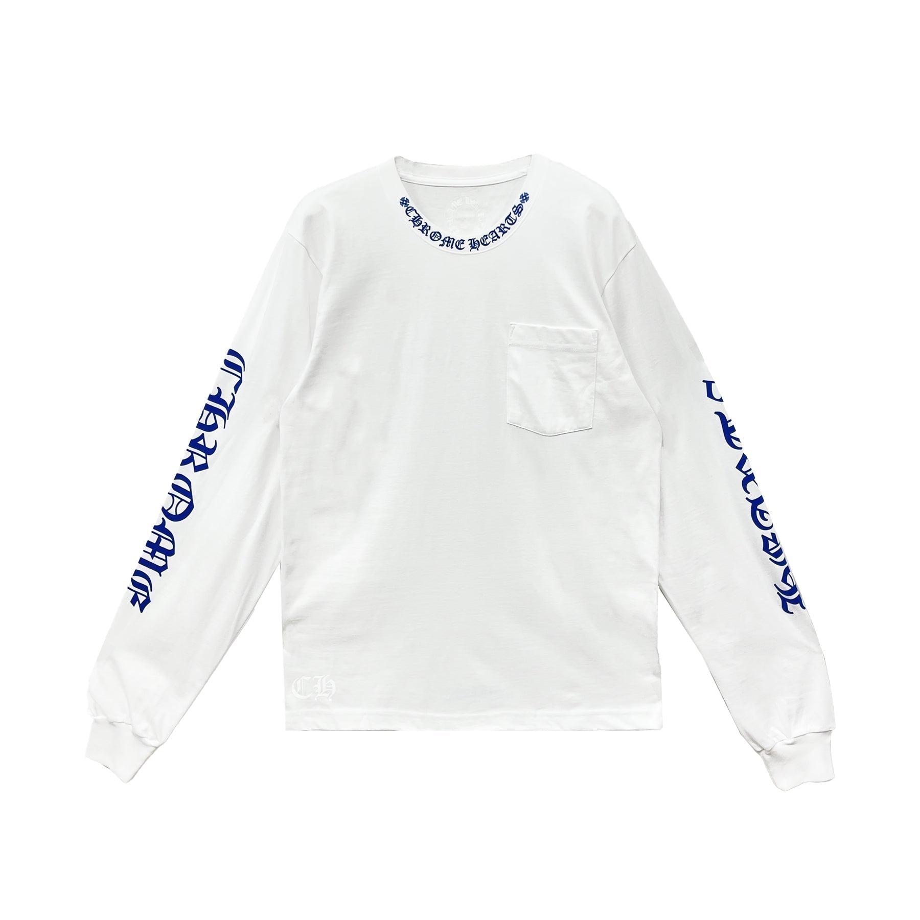 Chrome Hearts Blue Neck Logo Long Sleeve T-Shirt Tee front