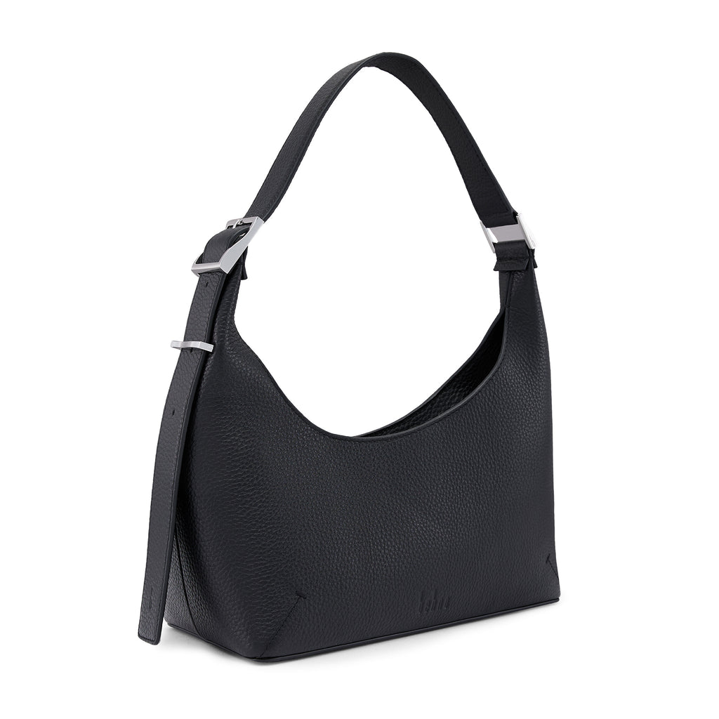 Bag It Danny Flatiron Medium Pebble Leather Shoulder Bag - Black