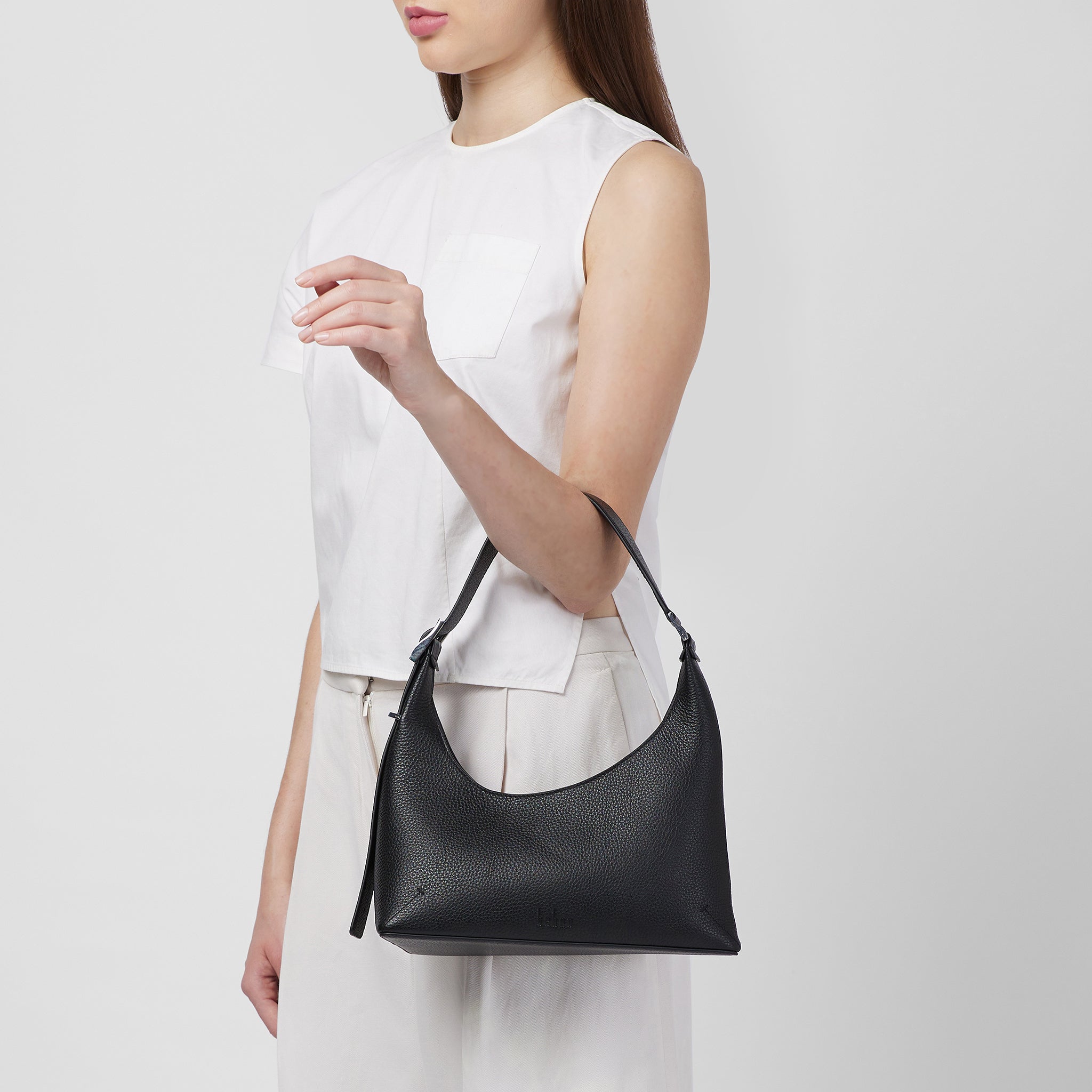 Bag It Danny Flatiron Medium Pebble Leather Shoulder Bag - Black