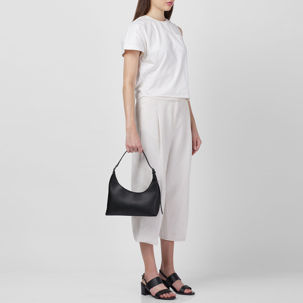 Bag It Danny Flatiron Medium Pebble Leather Shoulder Bag - Black