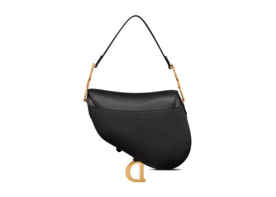 Back view of Dior Saddle Bag with Strap in Black Grained Calfskin