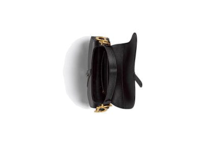 Interior view of Dior Saddle Bag with Strap in Black Grained Calfskin