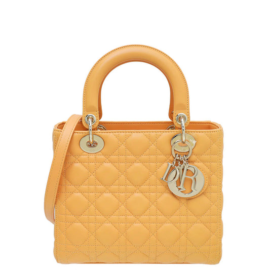 Front view of Dior Medium Lady Dior Bag in Coffee Brown