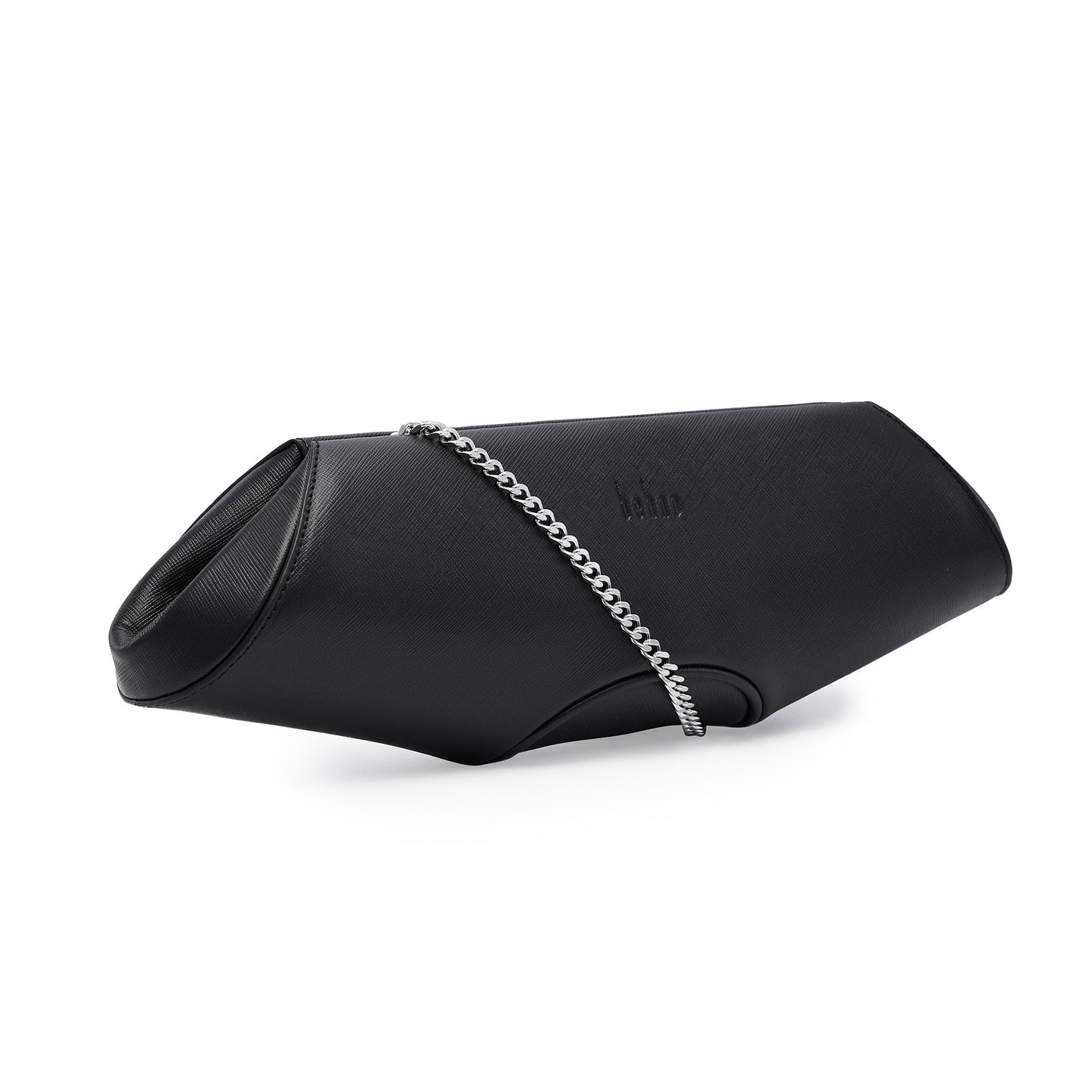 Bag It Elizabeth Saffiano Leather Baguette Clutch – Black