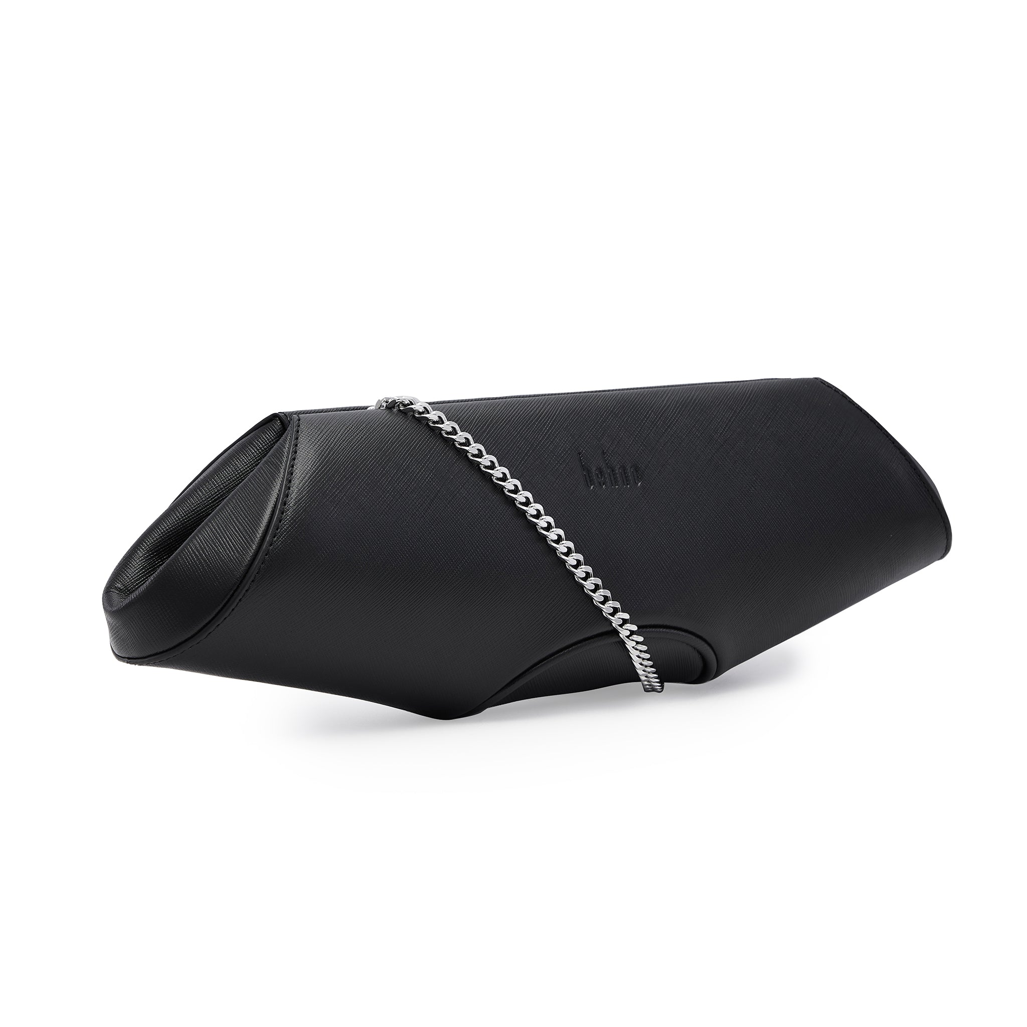 Bag It Elizabeth Saffiano Leather Baguette Clutch – Black