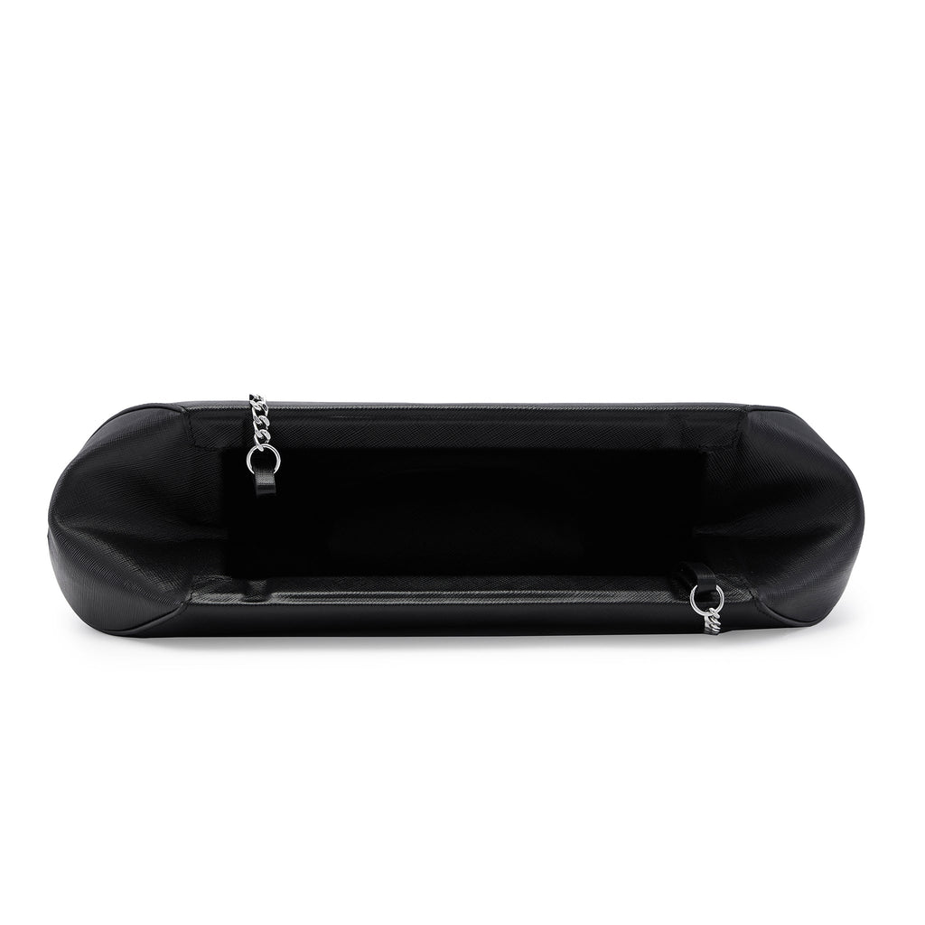 Bag It Elizabeth Saffiano Leather Baguette Clutch – Black