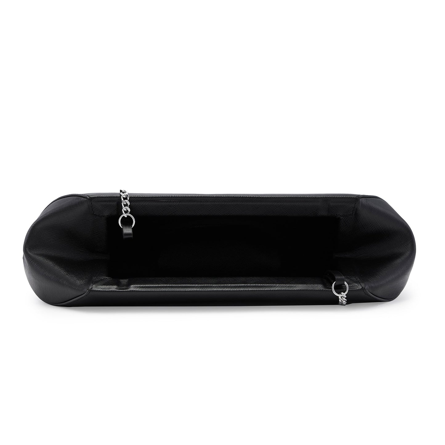 Bag It Elizabeth Saffiano Leather Baguette Clutch – Black