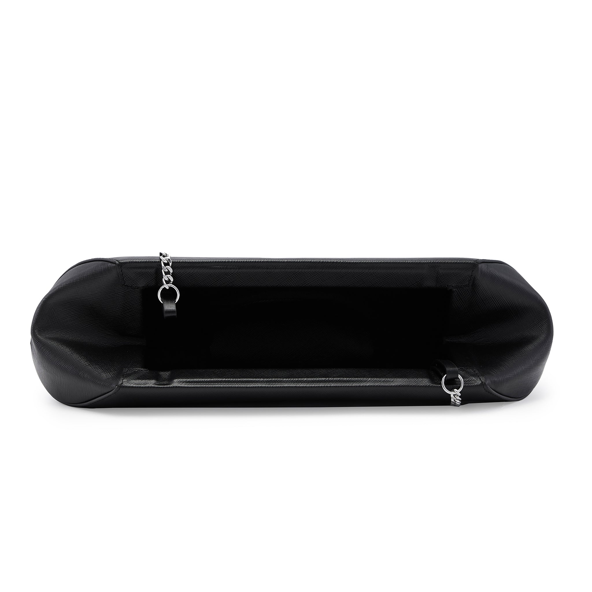 Bag It Elizabeth Saffiano Leather Baguette Clutch – Black