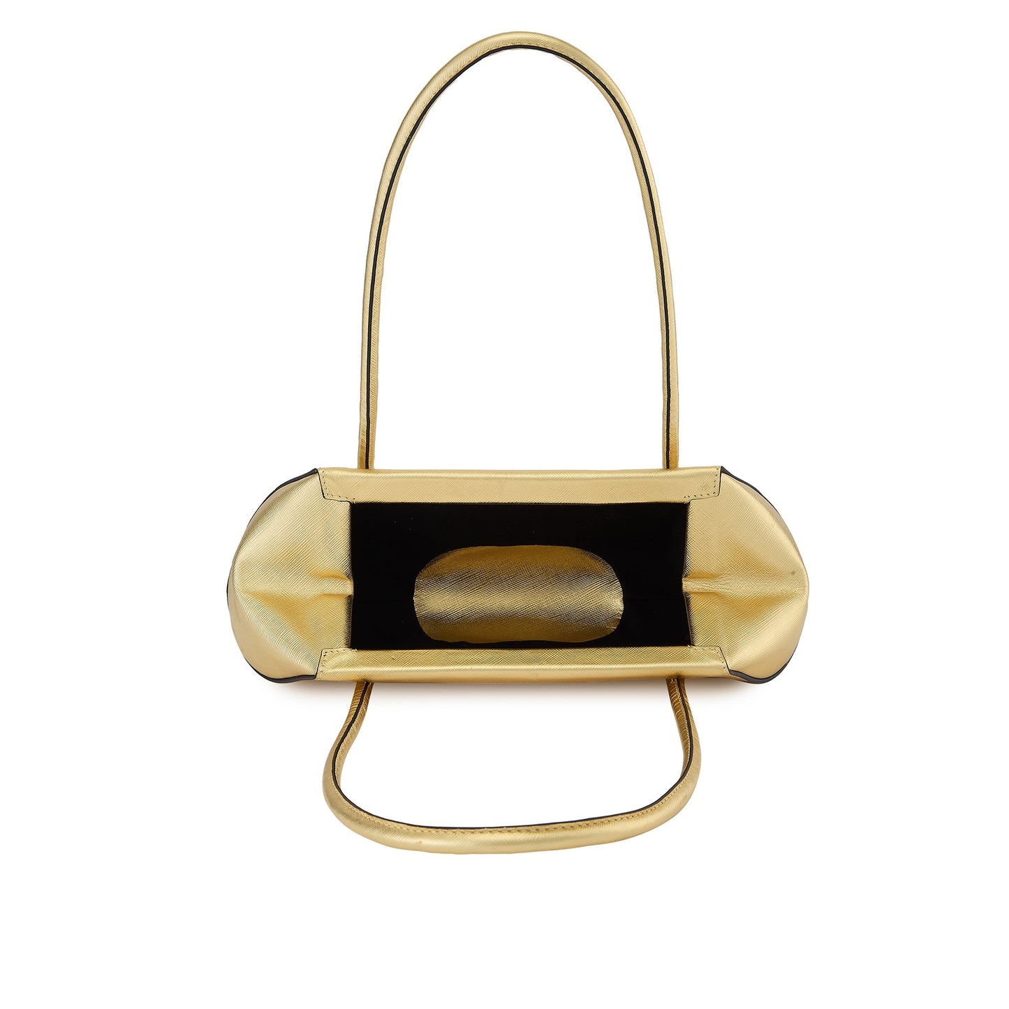 Bag It Elizabeth Mini Saffiano Leather Baguette Bag – Gold