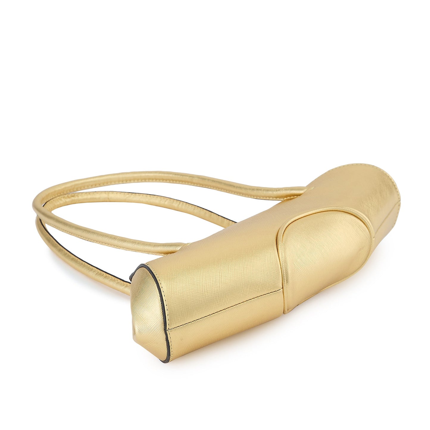 Bag It Elizabeth Mini Saffiano Leather Baguette Bag – Gold