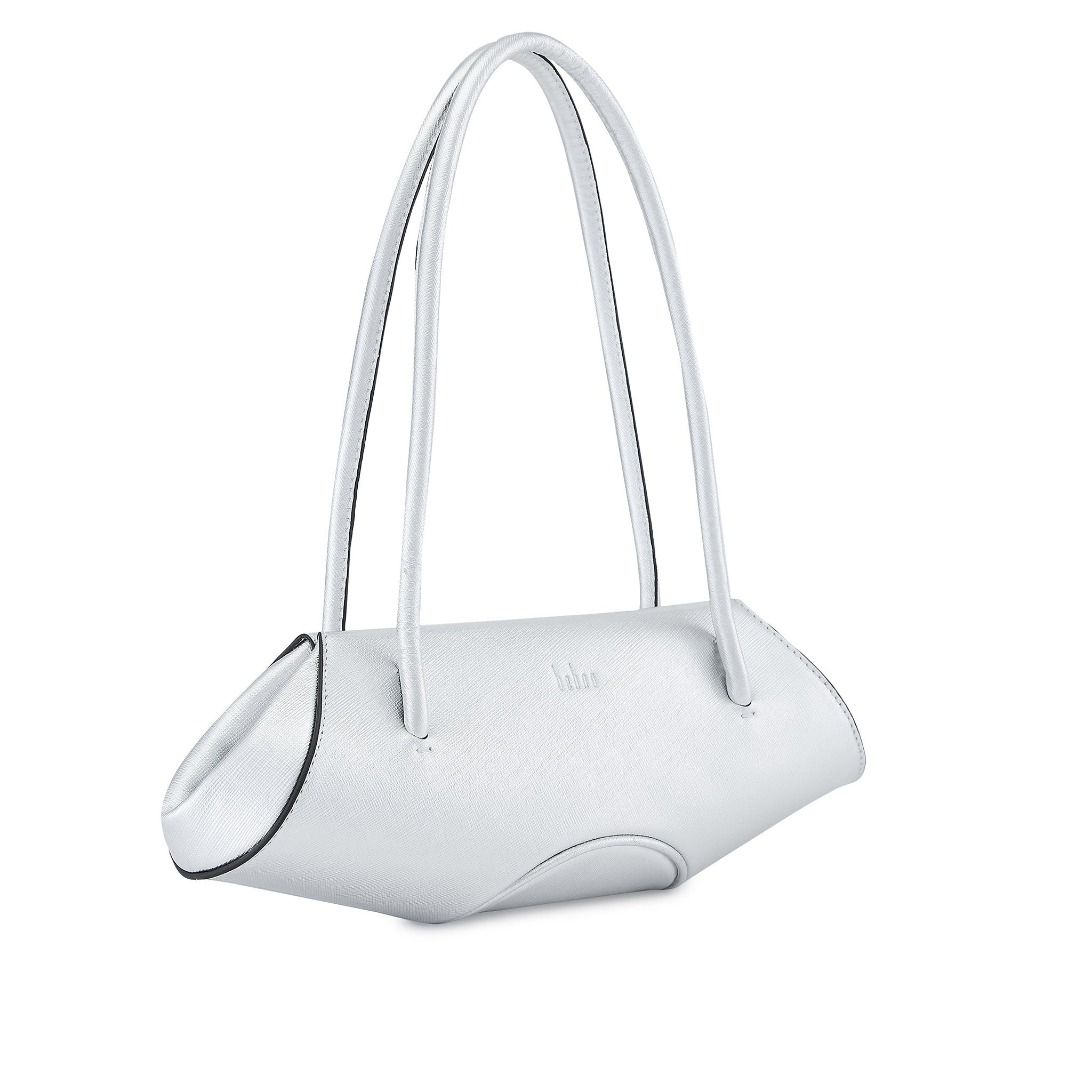 Bag It Elizabeth Mini Saffiano Leather Baguette Bag – Silver