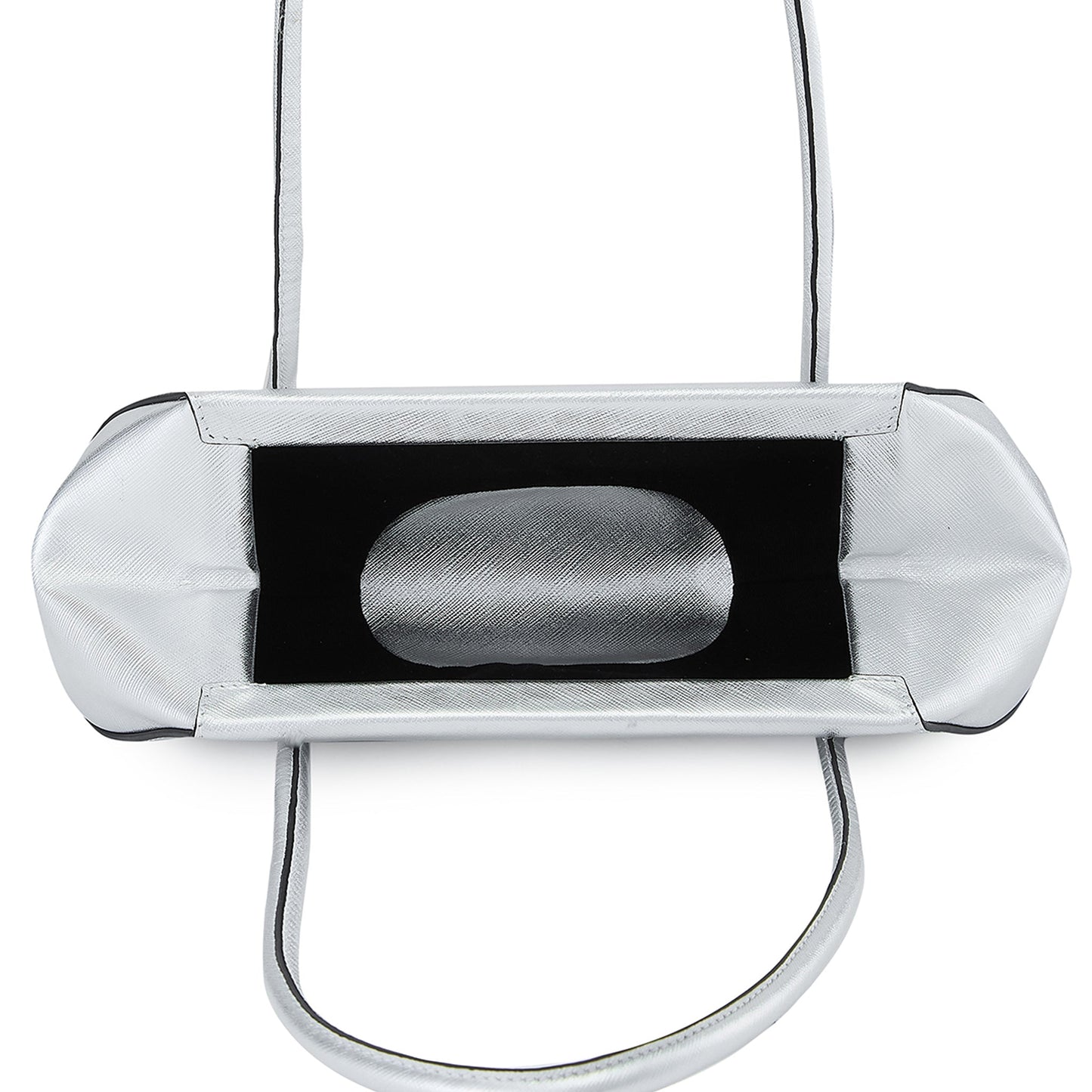 Bag It Elizabeth Mini Saffiano Leather Baguette Bag – Silver