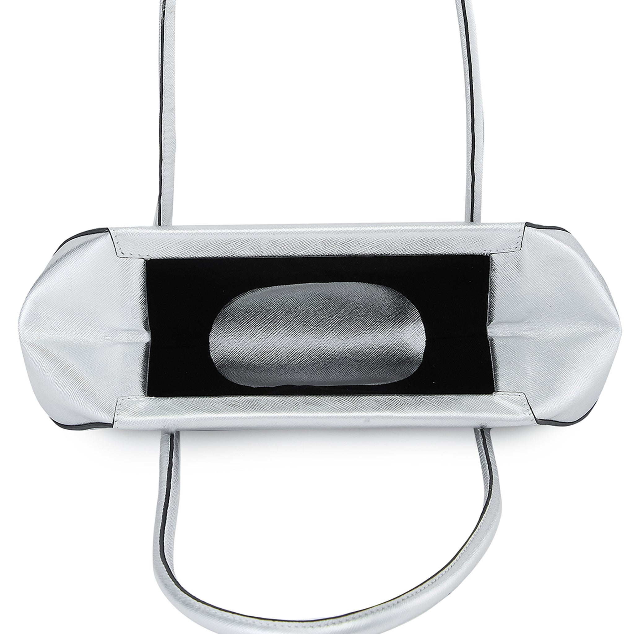 Bag It Elizabeth Mini Saffiano Leather Baguette Bag – Silver