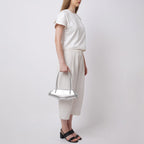 Bag It Elizabeth Mini Saffiano Leather Baguette Bag – Silver
