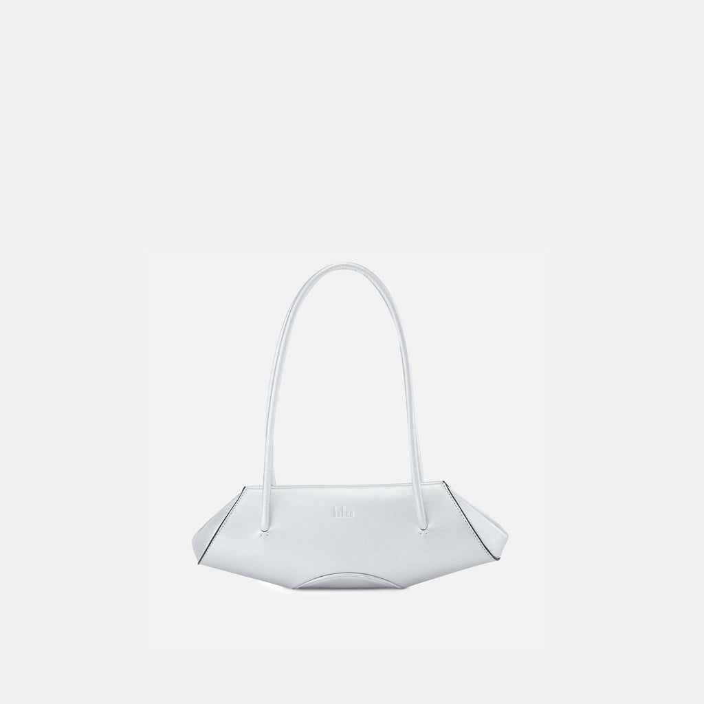 Bag It Elizabeth Mini Saffiano Leather Baguette Bag – Silver