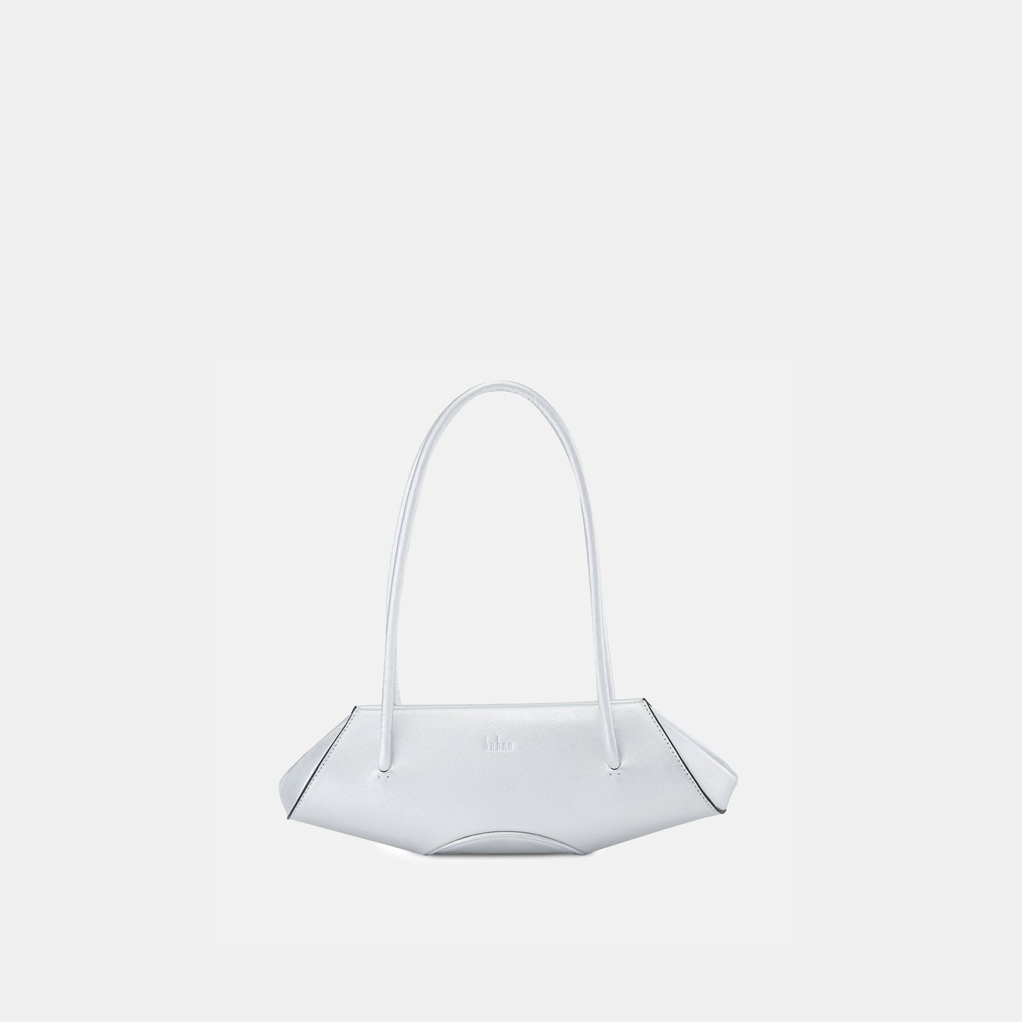 Bag It Elizabeth Mini Saffiano Leather Baguette Bag – Silver