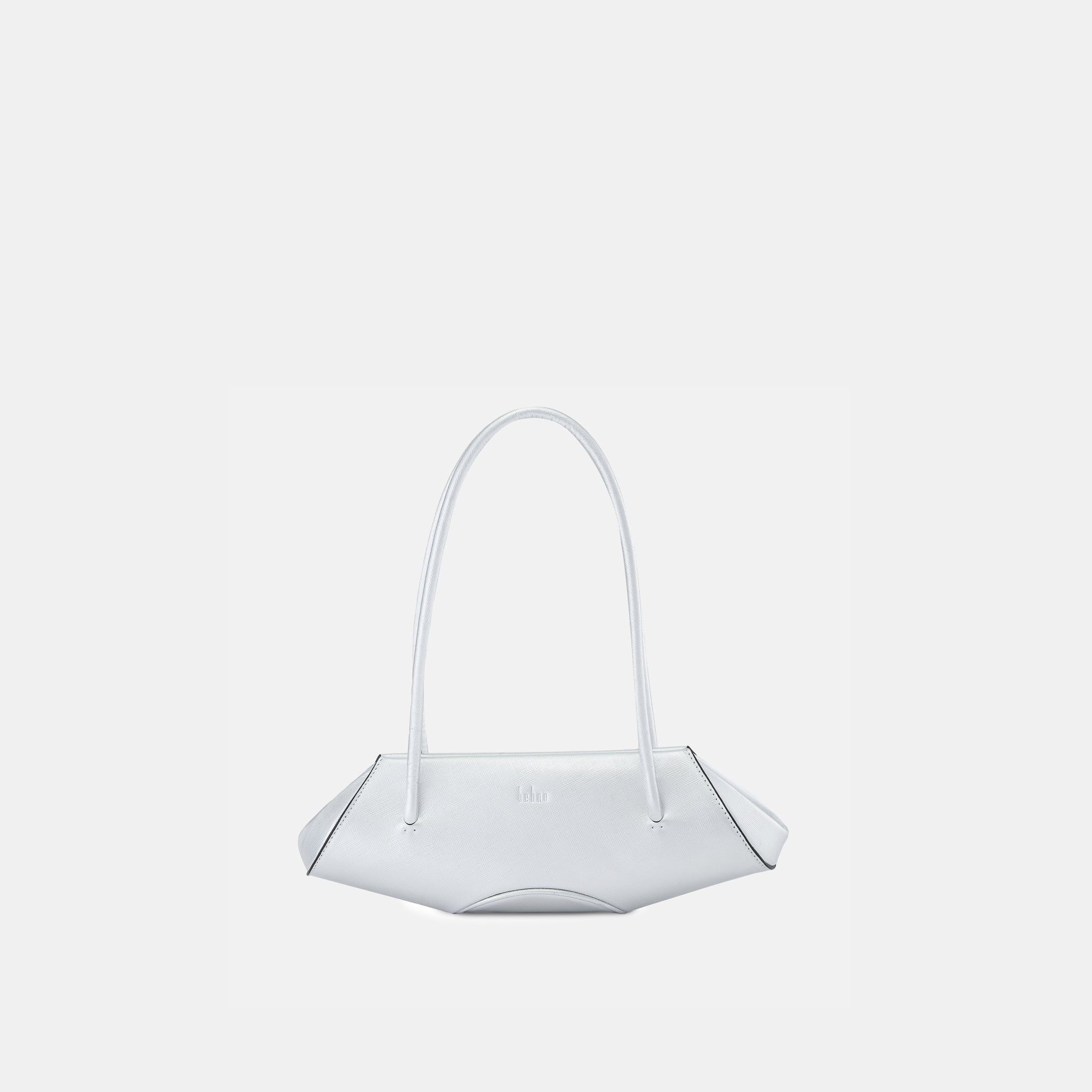 Bag It Elizabeth Mini Saffiano Leather Baguette Bag – Silver