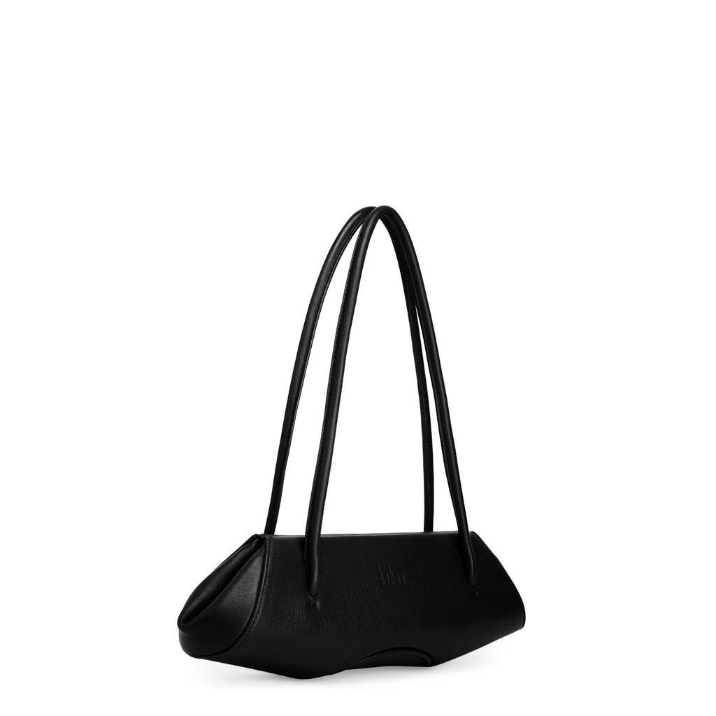 Bag It Elizabeth Mini Pebbled Leather Baguette Bag – Black