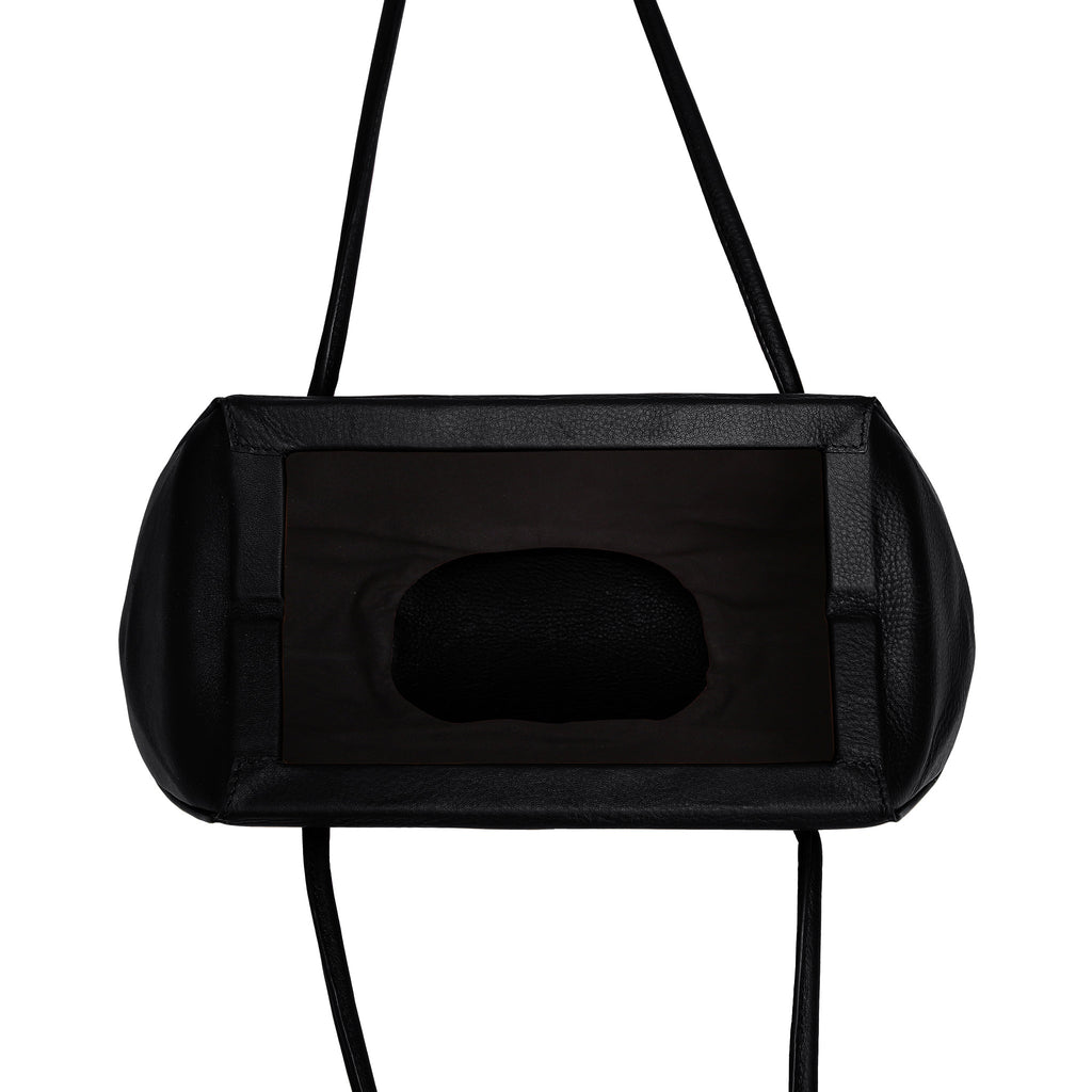 Bag It Elizabeth Mini Pebbled Leather Baguette Bag – Black