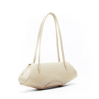 Bag It Elizabeth Mini Pebbled Leather Baguette Bag – Bone