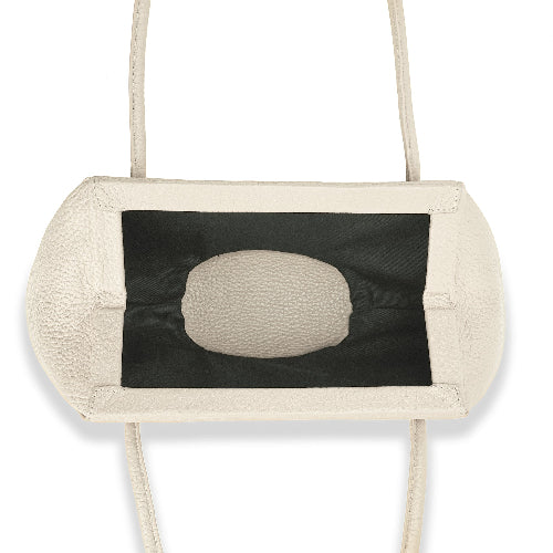 Bag It Elizabeth Mini Pebbled Leather Baguette Bag – Bone