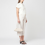 Bag It Elizabeth Mini Pebbled Leather Baguette Bag – Bone