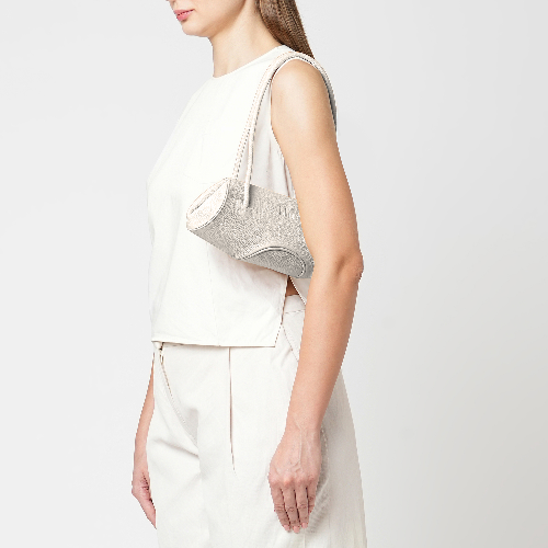 Bag It Elizabeth Mini Pebbled Leather Baguette Bag – Bone