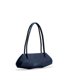 Bag It Elizabeth Mini Pebbled Leather Baguette Bag – Navy